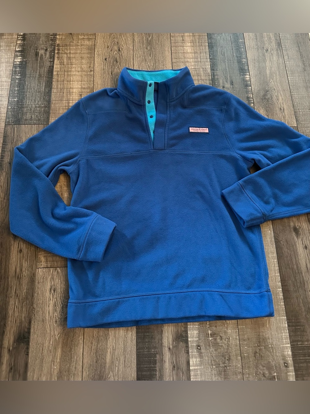 Vineyard Vines Harbor Fleece Mens Pullover Blue & Teal Size Medium
